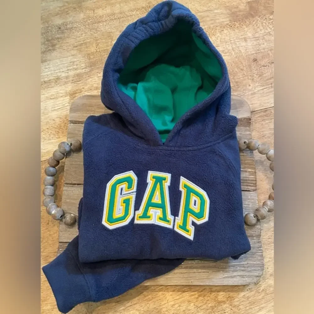 Vintage Baby Gap Unisex Toddler 4 Years Navy/Green Hoodie Pullover Sweatshirt